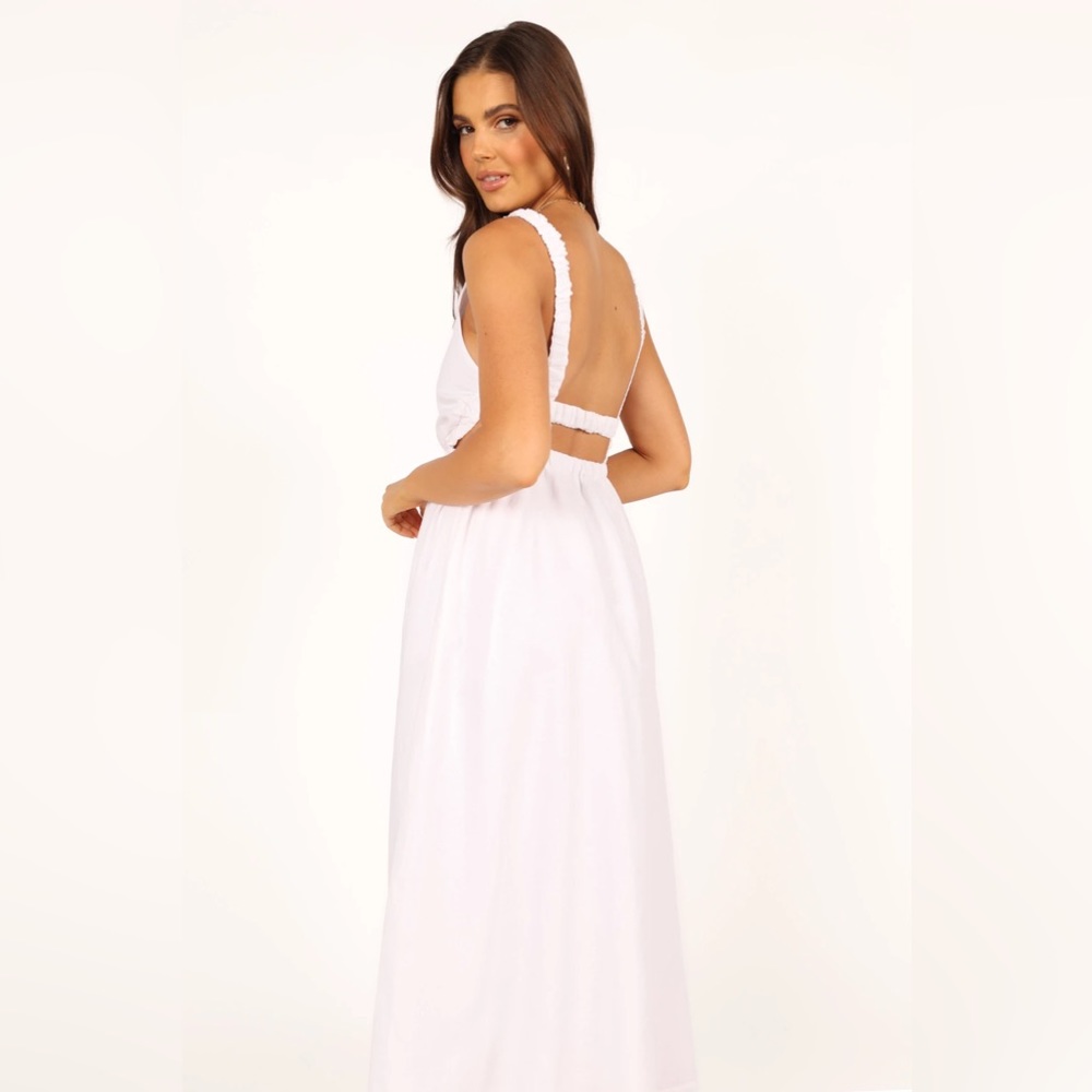 White, petal and pup, maxi, backless dress